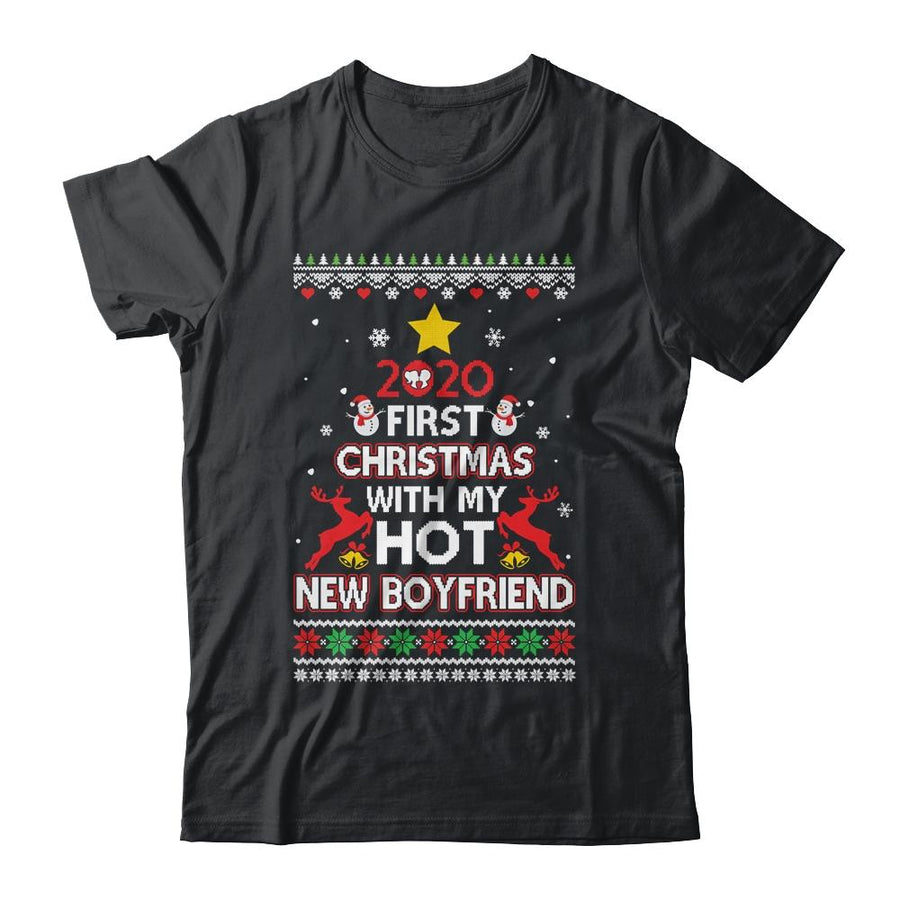 2020 First Christmas With My Hot New Boyfriend Ugly Sweater-T-Shirt & Sweatshirt-Classic T-Shirt-Black