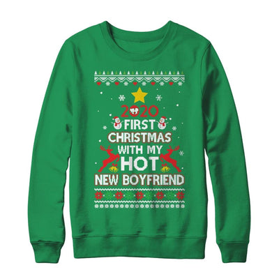 2020 First Christmas With My Hot New Boyfriend Ugly Sweater-T-Shirt & Sweatshirt-Crewneck Sweatshirt-Irish Green
