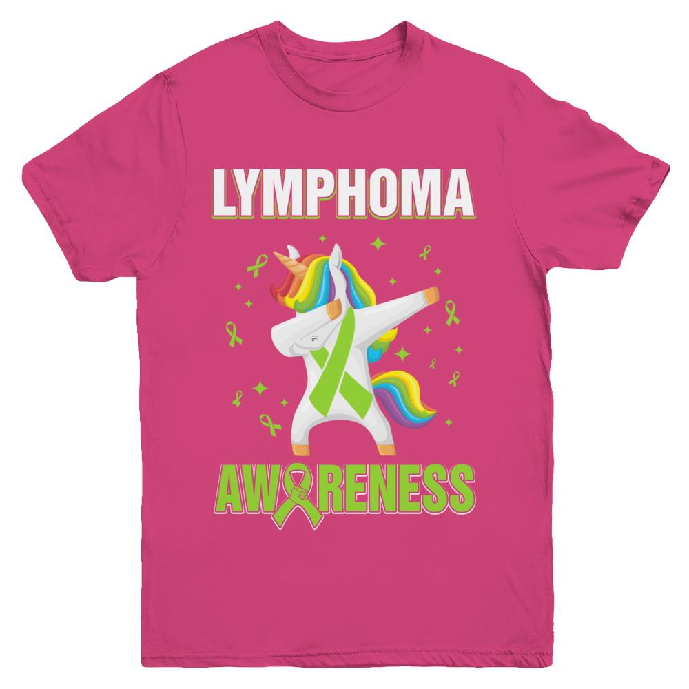 Inspirational Lymphoma Awareness Unicorn Support Youth-Youth Shirt-Youth T-Shirt-Heliconia
