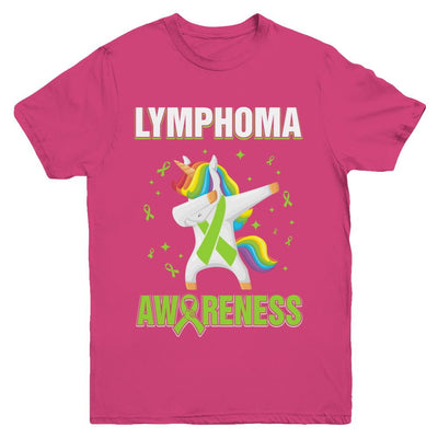Inspirational Lymphoma Awareness Unicorn Support Youth-Youth Shirt-Youth T-Shirt-Heliconia