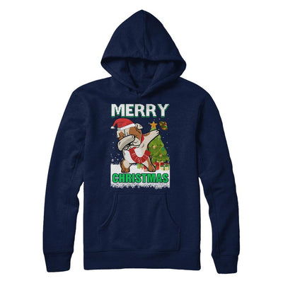 Cute Bulldog Claus Merry Christmas Ugly Sweater-T-Shirt & Sweatshirt-Pullover Hoodie-Navy