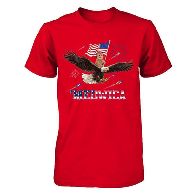 Meowica July 4Th Funny Cat On Eagle Independence Day-T-Shirt & Hoodie-Premium T-Shirt-Red