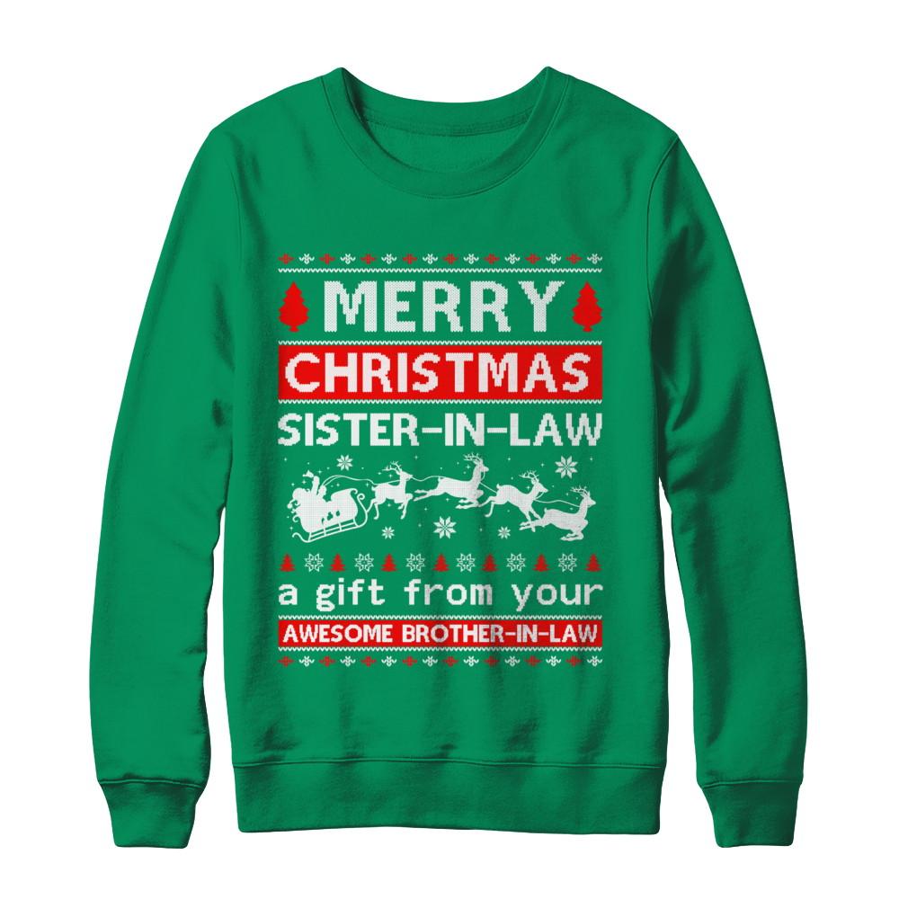 Merry Christmas Sister-In-Law A Gift From Your Brother-In-Law Sweater-T-Shirt & Sweatshirt-Crewneck Sweatshirt-Irish Green