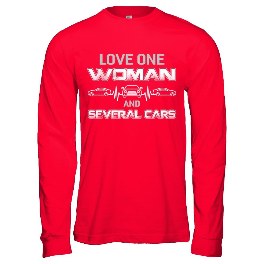 Love One Woman And Several Cars-T-Shirt & Hoodie-Long Sleeve T-Shirt-Red