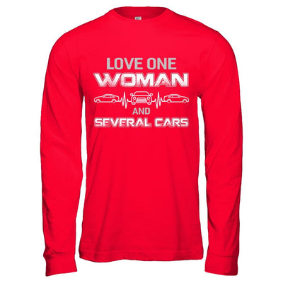 Love One Woman And Several Cars-T-Shirt & Hoodie-Long Sleeve T-Shirt-Red