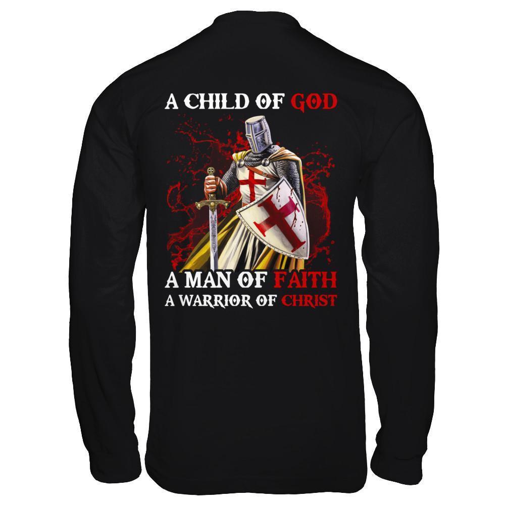 Knight Templar A Child Of God A Man Of Faith A Warrior Of Christ-T-Shirt & Hoodie-Long Sleeve T-Shirt-Black
