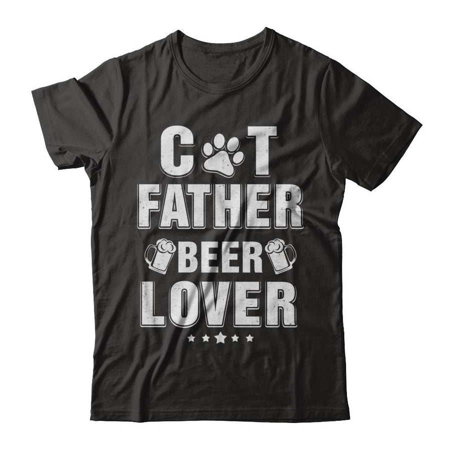 Cat Father Beer Lover Best Cat Dad Fathers Day-T-Shirt & Hoodie-Classic T-Shirt-Black