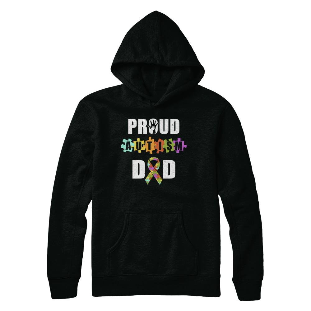 Proud Autism Dad Autism Awareness-T-Shirt & Hoodie-Pullover Hoodie-Black