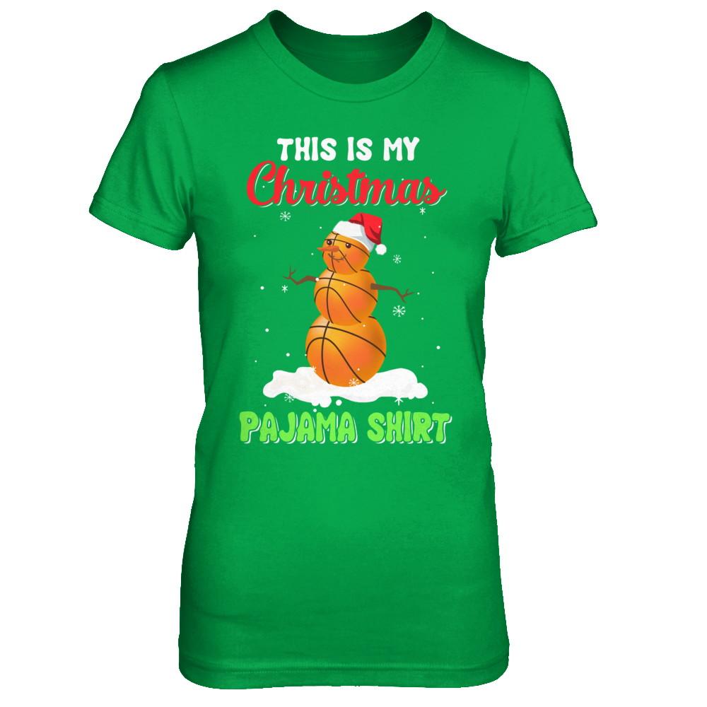 This Is My Christmas Pajama Xmas Snowman Basketball-T-Shirt & Sweatshirt-Women's T-Shirt-Irish Green