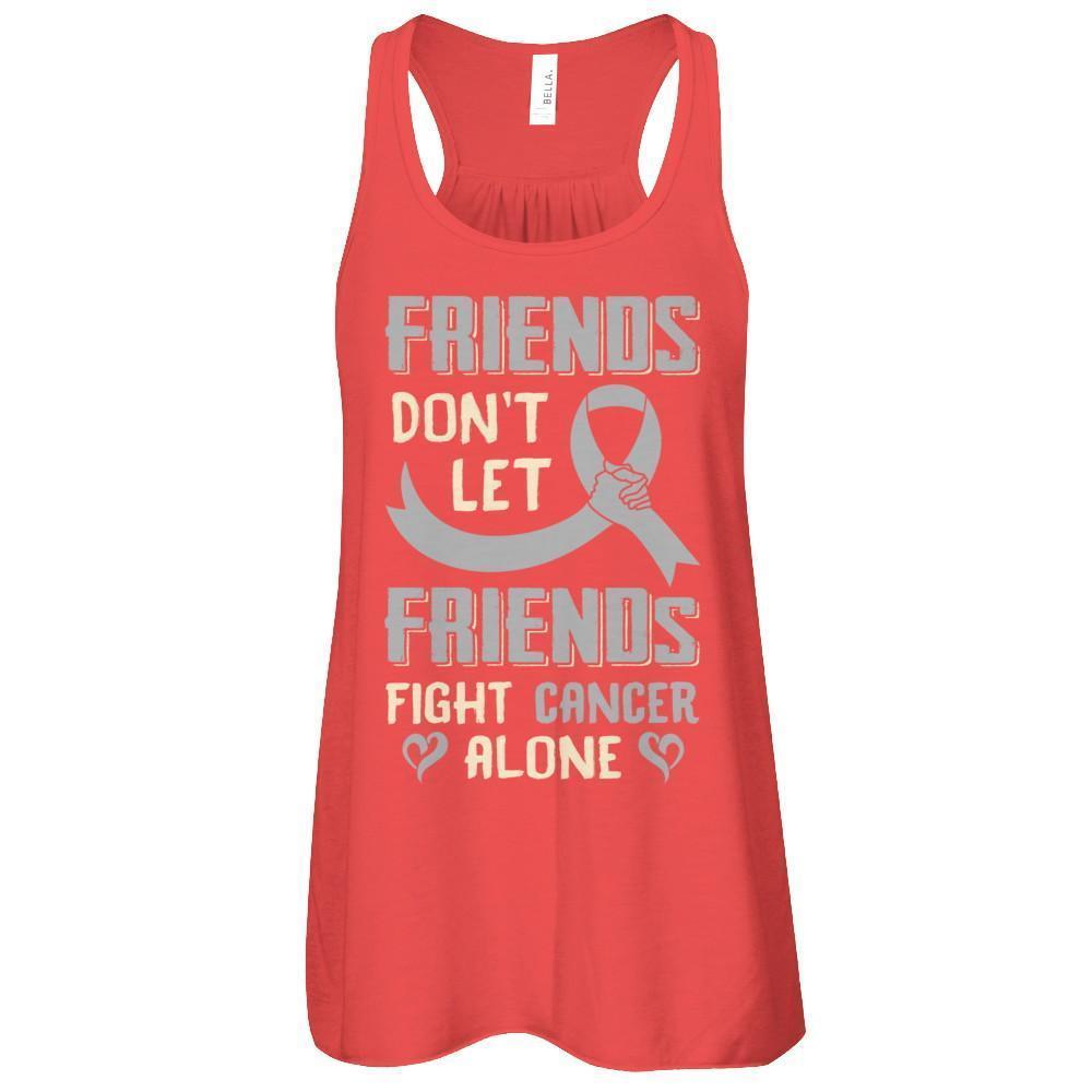 Friends Don't Let Friends Fight Cancer Alone Grey Gray Awareness-T-Shirt & Tank Top-Women's Flowy Racerback Tank-Red