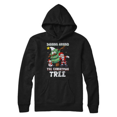 Dabbing Santa Around Christmas Tree-T-Shirt & Sweatshirt-Pullover Hoodie-Black