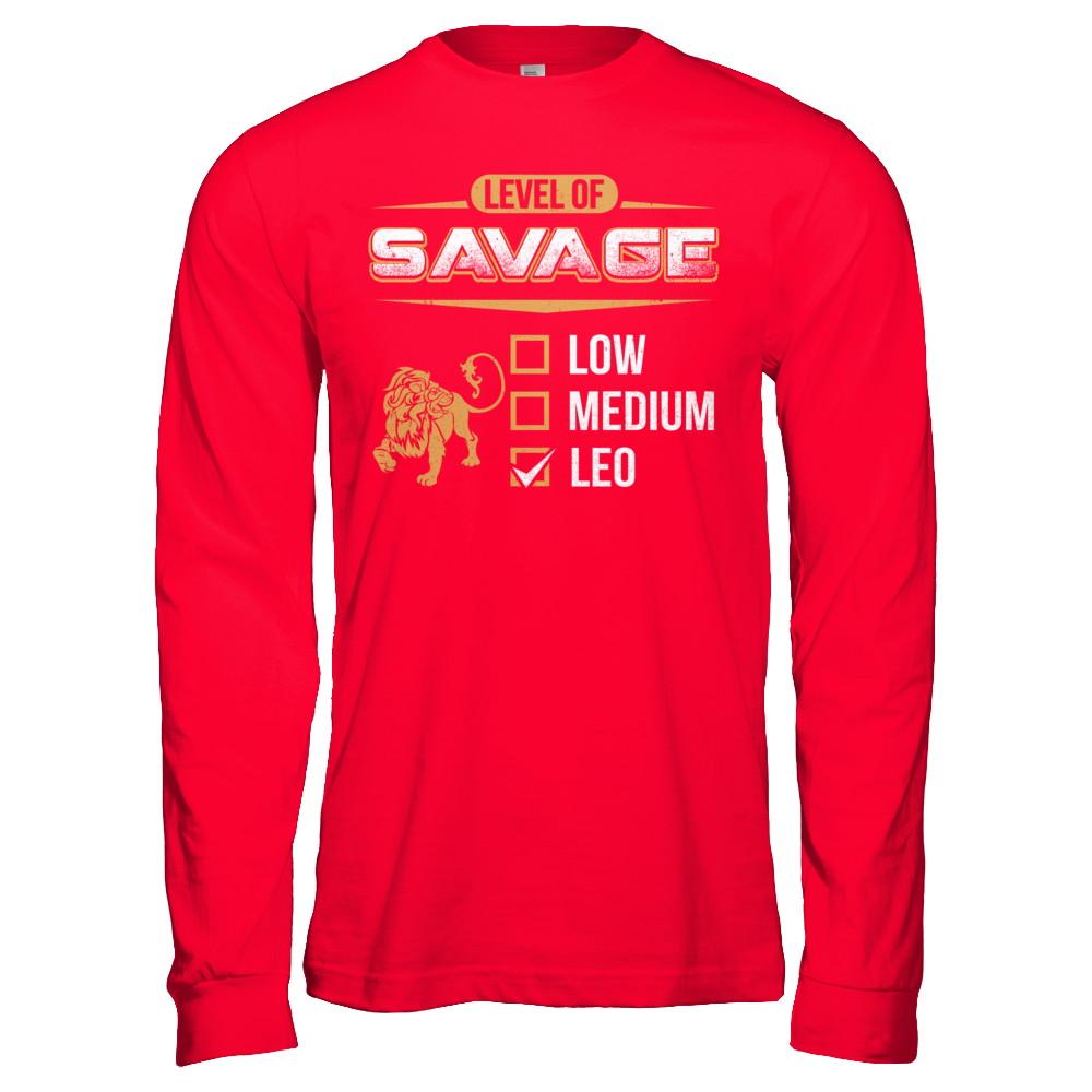 Level Of Savage Leo-T-Shirt & Hoodie-Long Sleeve T-Shirt-Red