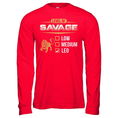 Level Of Savage Leo-T-Shirt & Hoodie-Long Sleeve T-Shirt-Red