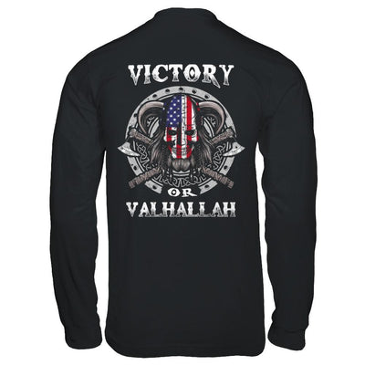 American US Flag Victory or Valhalla Viking-T-Shirt & Hoodie-Long Sleeve T-Shirt-Black