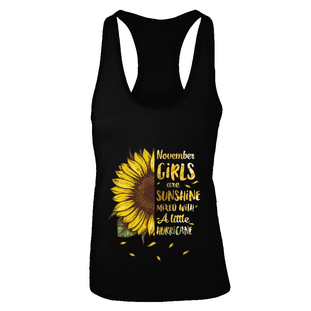 November Girls Are Sunshine Mixed With A Little Hurricane-T-Shirt & Tank Top-Women's Ideal Racerback Tank-Black