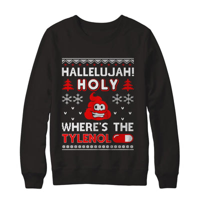 Hallelujah Holy Where's The Christmas Ugly Sweater-T-Shirt & Sweatshirt-Crewneck Sweatshirt-Black