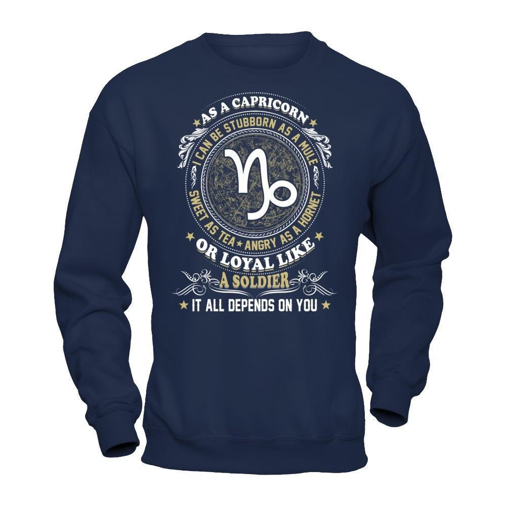 As A Capricorn I Can Be Stubborn As A Mule-T-Shirt & Hoodie-Crewneck Sweatshirt-Navy