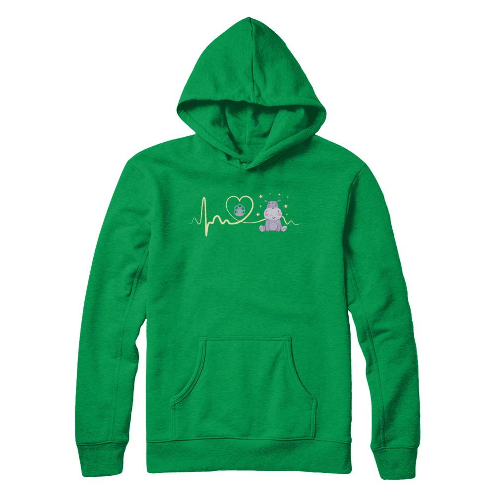 Hippo Cute Preemie Baby Heartbeat-T-Shirt & Sweatshirt-Pullover Hoodie-Irish Green