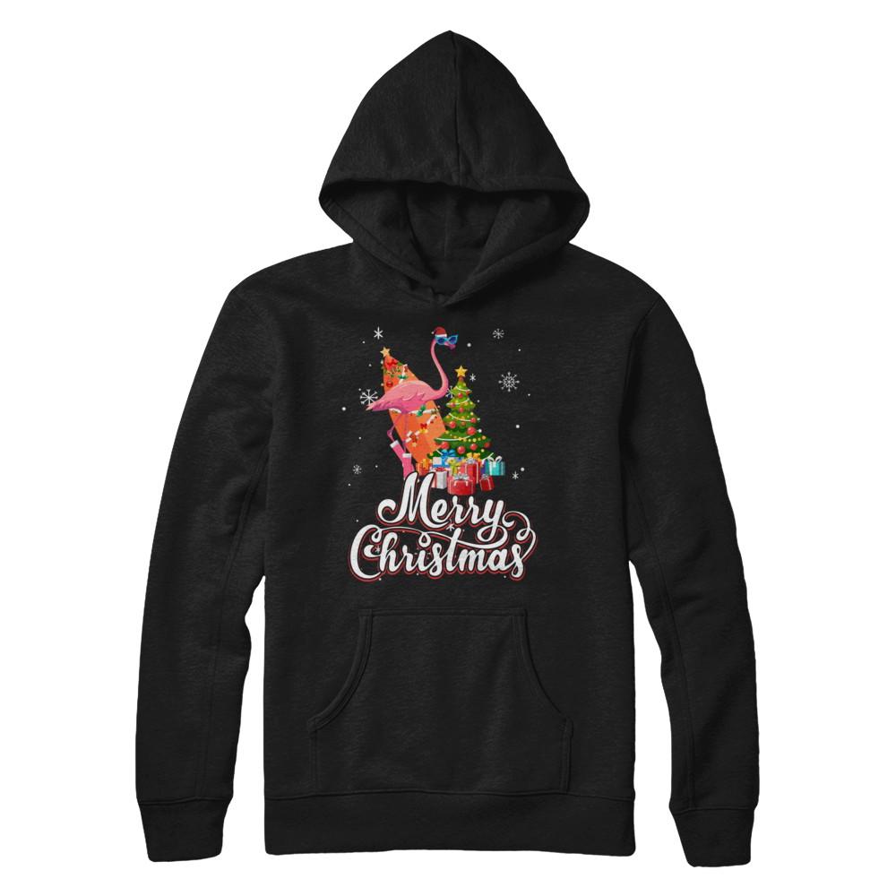 Flamingo Christmas Gift Merry Christmas Flamingo-T-Shirt & Sweatshirt-Pullover Hoodie-Black