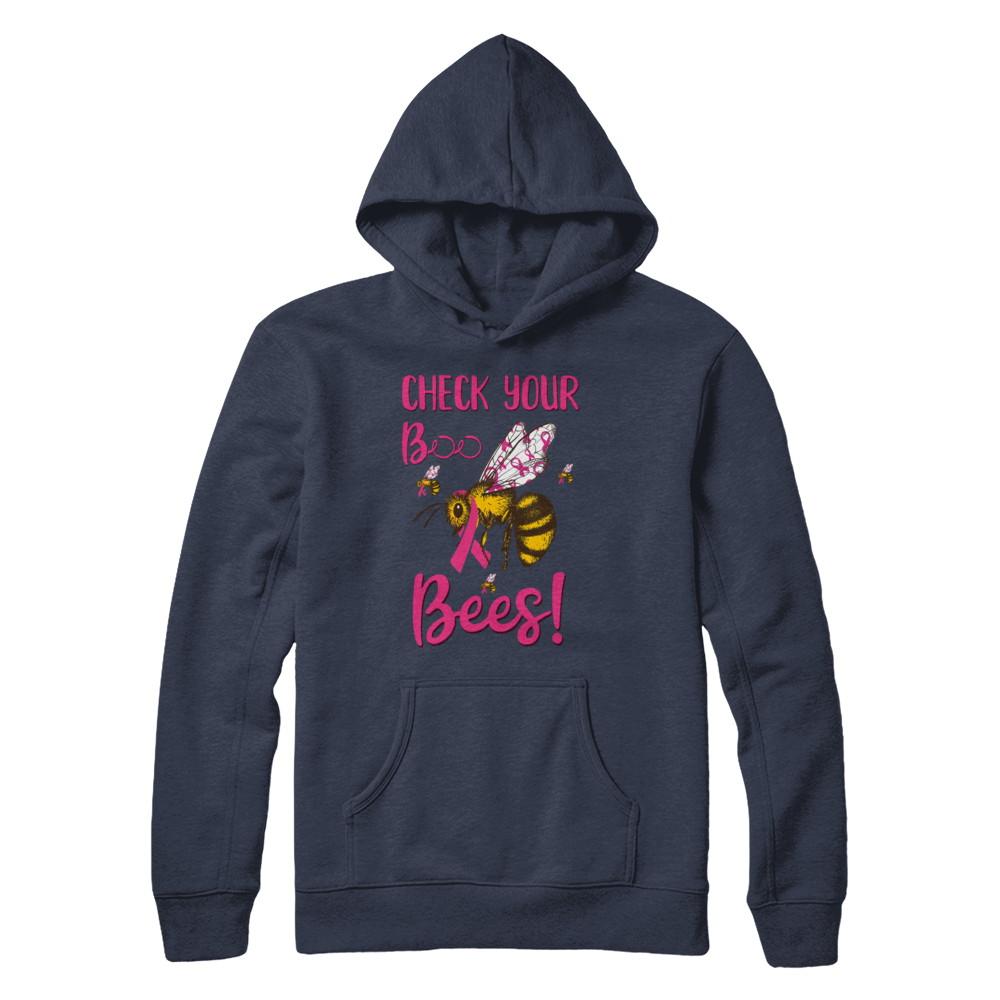 Check Your Boo Bees Funny Breast Cancer-T-Shirt & Hoodie-Pullover Hoodie-Navy