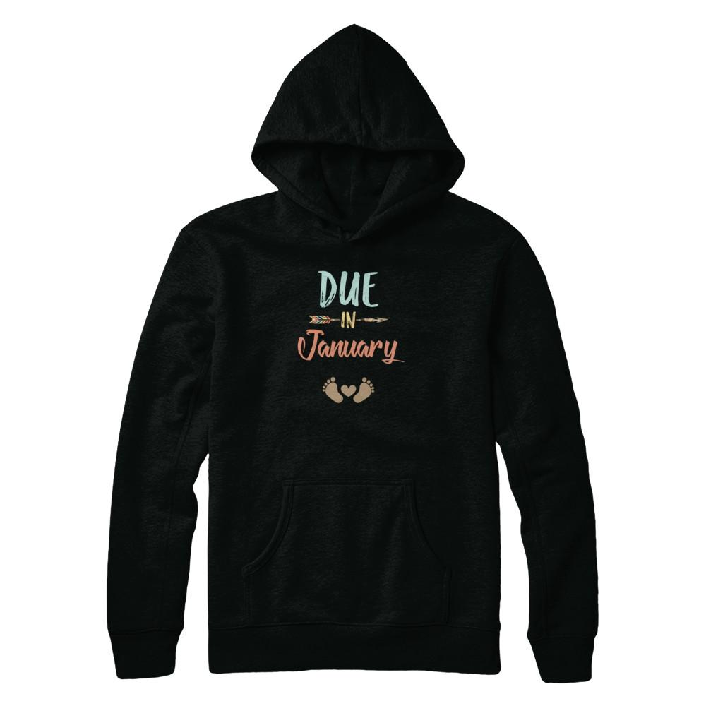 Due Date January 2021 Announcement Mommy Bump Pregnancy-T-Shirt & Tank Top-Pullover Hoodie-Black