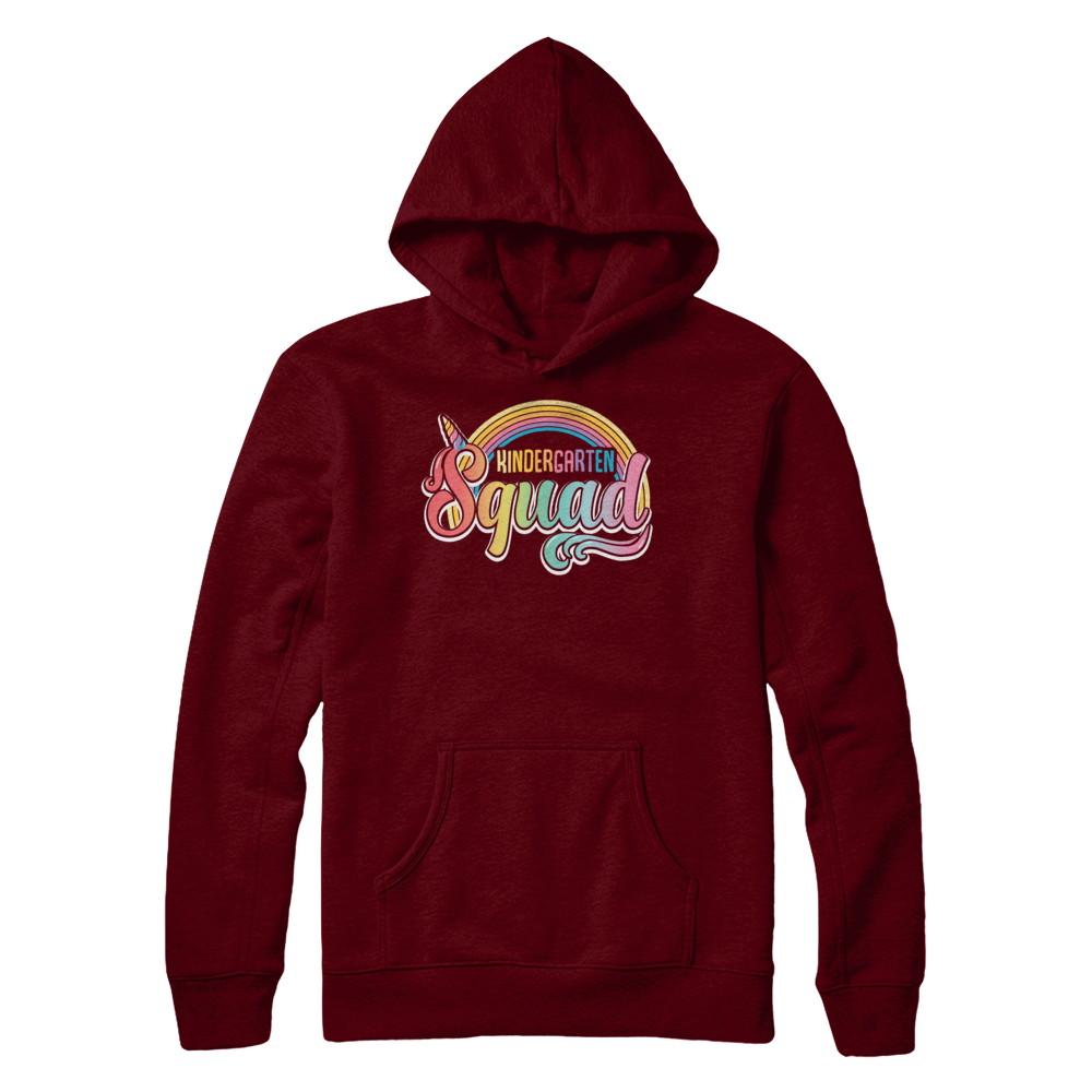 Kindergarten Squad Cute Rainbow Unicorn Back To School-T-Shirt & Hoodie-Pullover Hoodie-Maroon