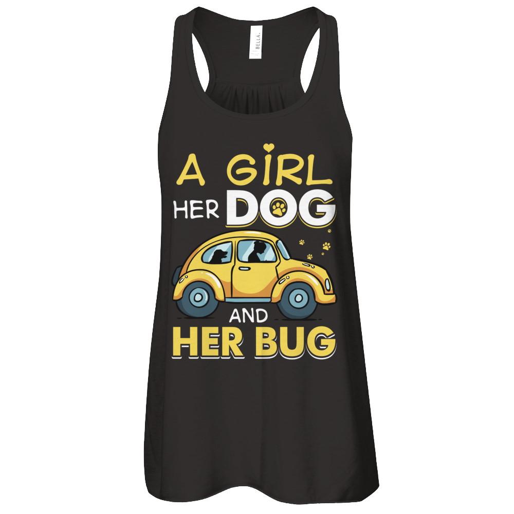 A Girl Her Dog And Her Bug-T-Shirt & Tank Top-Women's Flowy Racerback Tank-Black