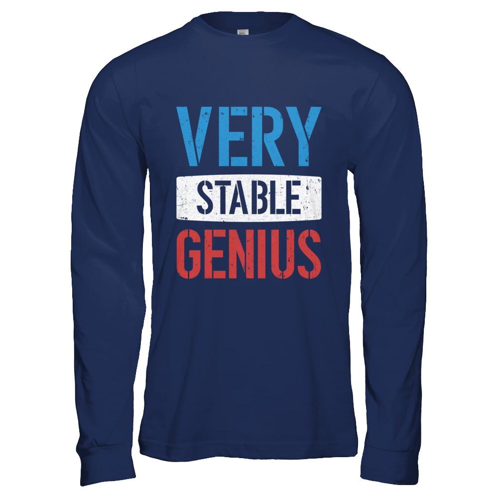 Very Stable Genius-T-Shirt & Hoodie-Long Sleeve T-Shirt-Navy