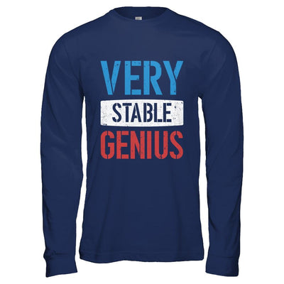 Very Stable Genius-T-Shirt & Hoodie-Long Sleeve T-Shirt-Navy