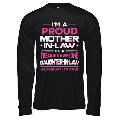 Proud Mother-In-Law Freaking Awesome Daughter-In-Law-T-Shirt & Hoodie-Long Sleeve T-Shirt-Black