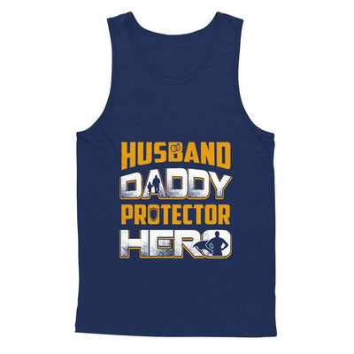Husband Daddy Protector Hero-T-Shirt & Hoodie-Unisex Tank-Navy