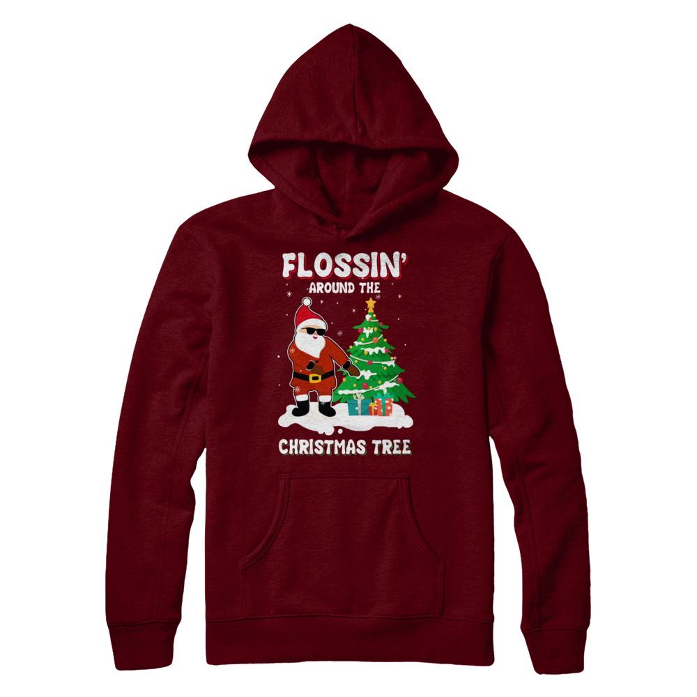 Flossin' Around The Christmas Tree Flossing Santa-T-Shirt & Hoodie-Pullover Hoodie-Maroon