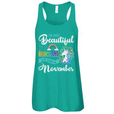 The Most Beautiful Unicorns Are Born In November Birthday-T-Shirt & Tank Top-Women's Flowy Racerback Tank-Kelly