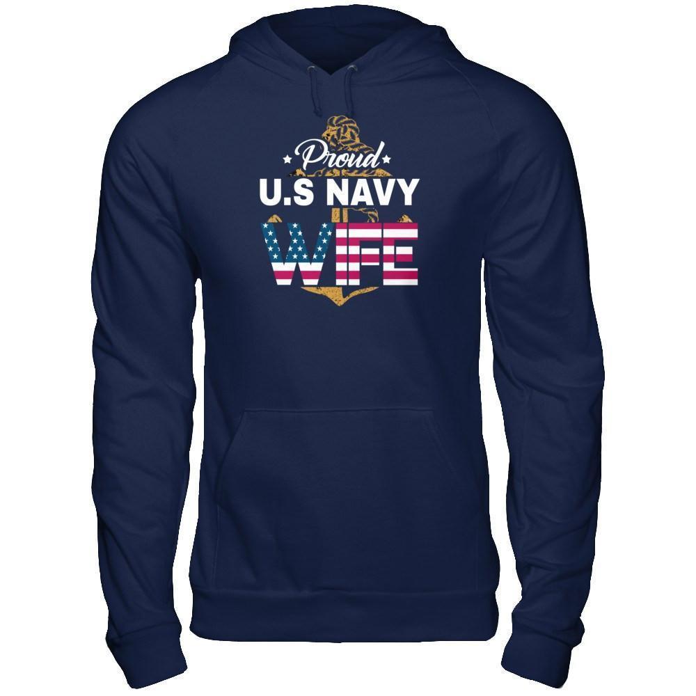Proud US Navy Wife-T-Shirt & Hoodie-Pullover Hoodie-Navy