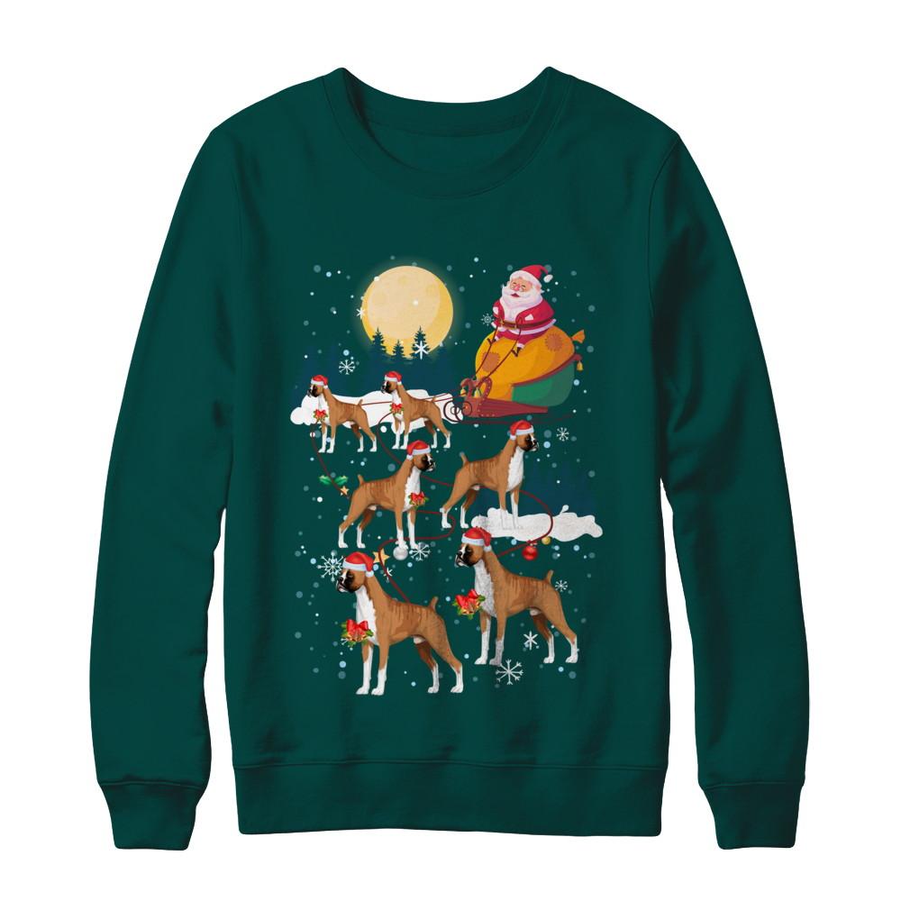 Dog Reindeer Boxer Christmas Gift-T-Shirt & Sweatshirt-Crewneck Sweatshirt-Deep Forest