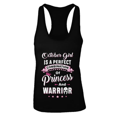 October Girl Is Perfect Princess Warrior Birthday Gift-T-Shirt & Tank Top-Women's Ideal Racerback Tank-Black