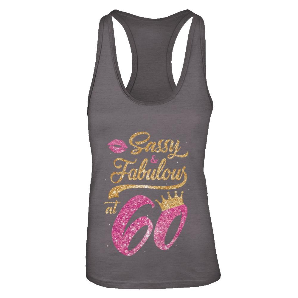 Sassy And Fabulous At 60th 1961 Birthday Gift-T-Shirt & Tank Top-Women's Ideal Racerback Tank-Dark Grey