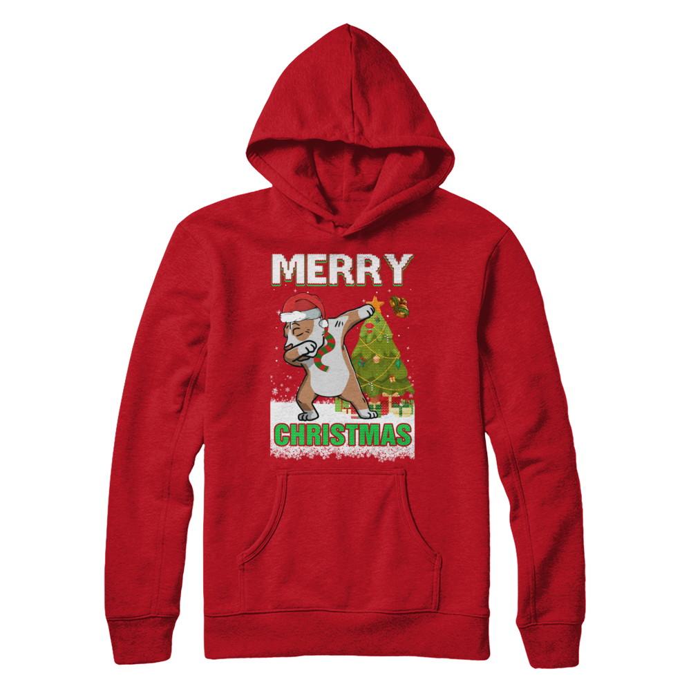 Cute Pit bull Claus Merry Christmas Ugly Sweater-T-Shirt & Sweatshirt-Pullover Hoodie-Red