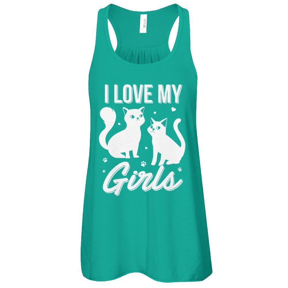I Love My Girls Funny Cats Lover-T-Shirt & Tank Top-Women's Flowy Racerback Tank-Kelly