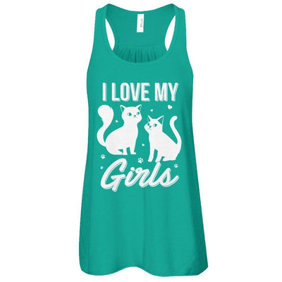 I Love My Girls Funny Cats Lover-T-Shirt & Tank Top-Women's Flowy Racerback Tank-Kelly