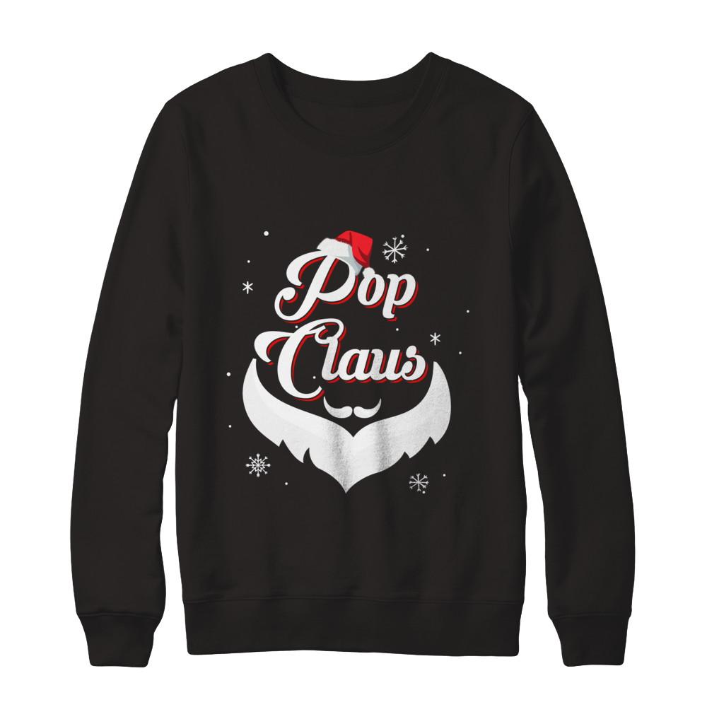 Santa Beard Matching Christmas Pajamas Pop Claus-T-Shirt & Sweatshirt-Crewneck Sweatshirt-Black
