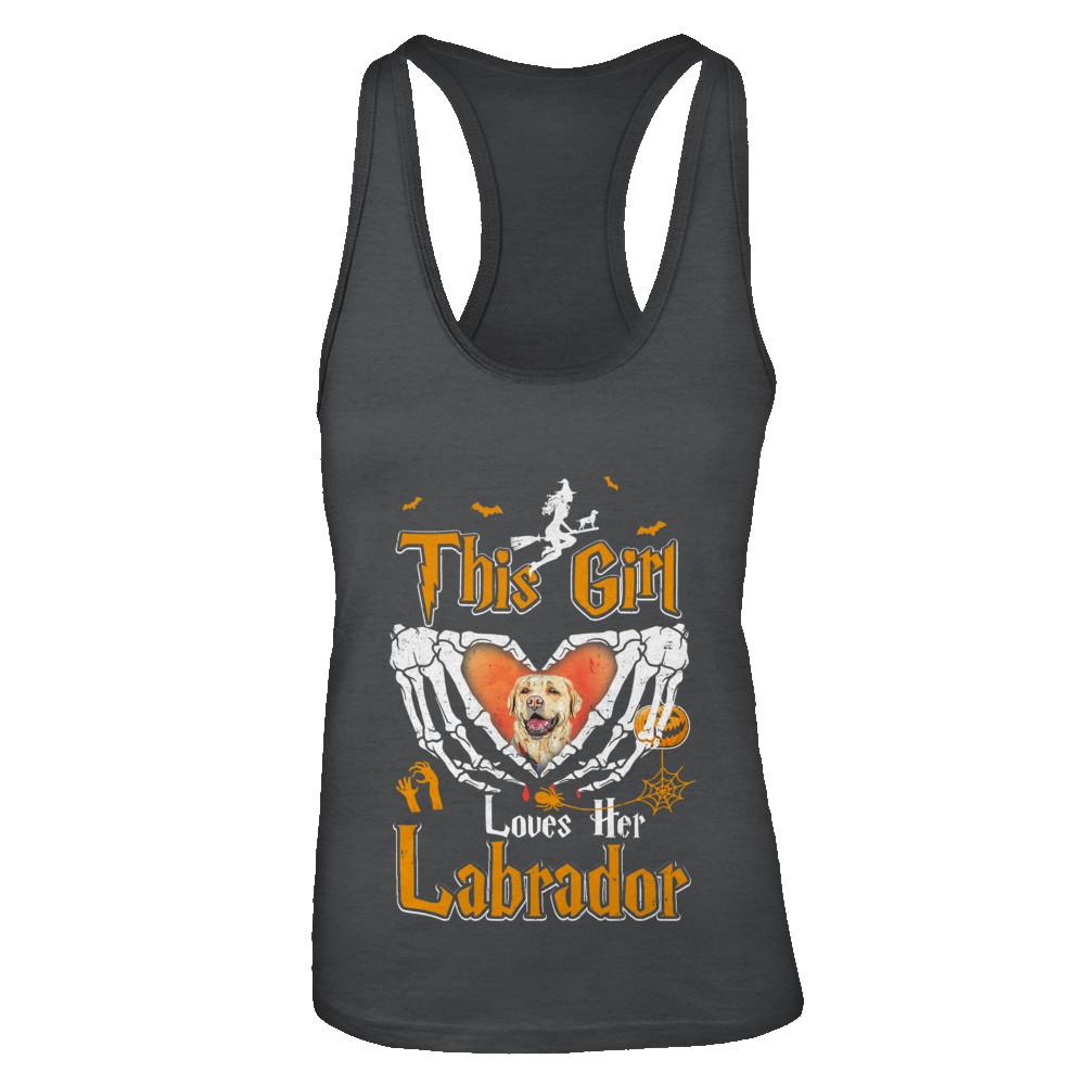 This Girl Love Her Dog Labrador Halloween-T-Shirt & Tank Top-Women's Ideal Racerback Tank-Black