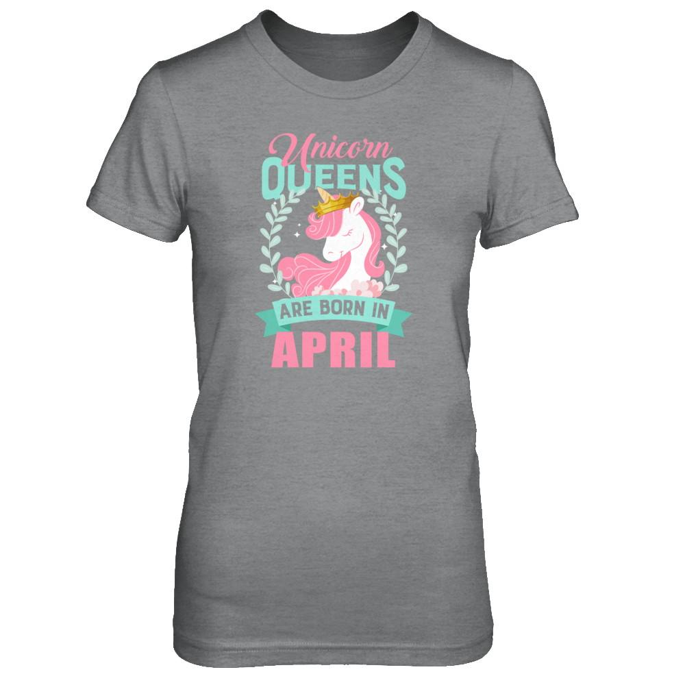 Unicorn Queens Are Born In April Birthday Gift-T-Shirt & Tank Top-Women's T-Shirt-Sport Grey