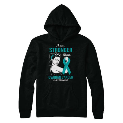 I Am Stronger Than Ovarian Cancer Awareness Support-T-Shirt & Hoodie-Pullover Hoodie-Black