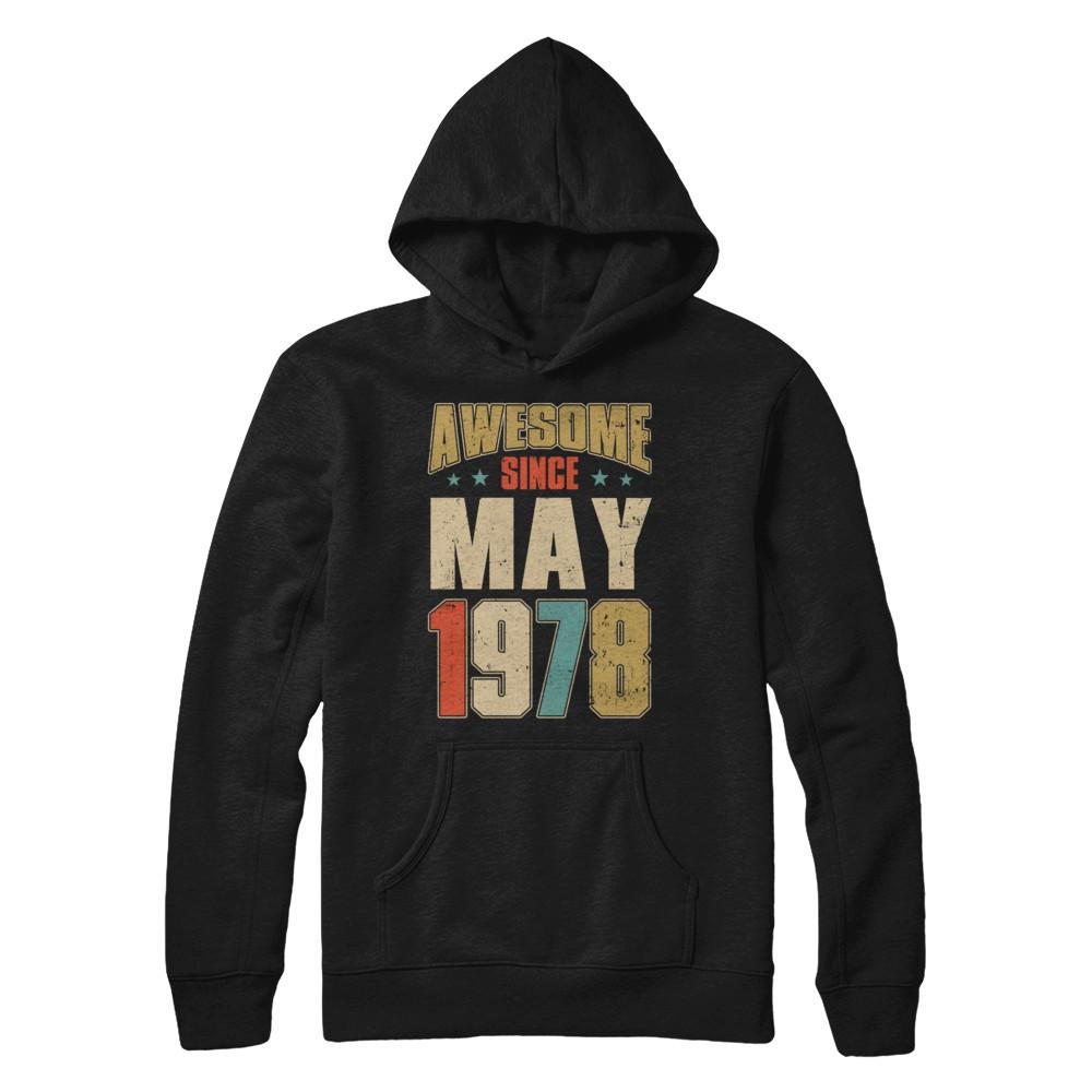 Vintage Retro Awesome Since May 1978 43th Birthday-T-Shirt & Hoodie-Pullover Hoodie-Black