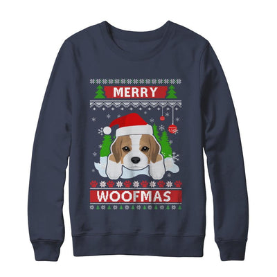 Beagle Merry Woofmas Ugly Christmas Sweater-T-Shirt & Sweatshirt-Crewneck Sweatshirt-Navy