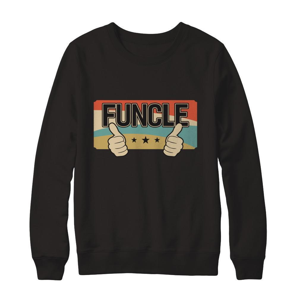Vintage Retro Funcle Funny Uncle Only Cooler-T-Shirt & Sweatshirt-Crewneck Sweatshirt-Black