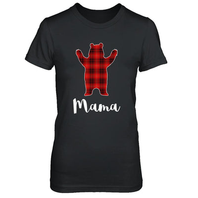 Red Mama Bear Buffalo Plaid Family Christmas Pajamas-T-Shirt & Sweatshirt-Women's T-Shirt-Black