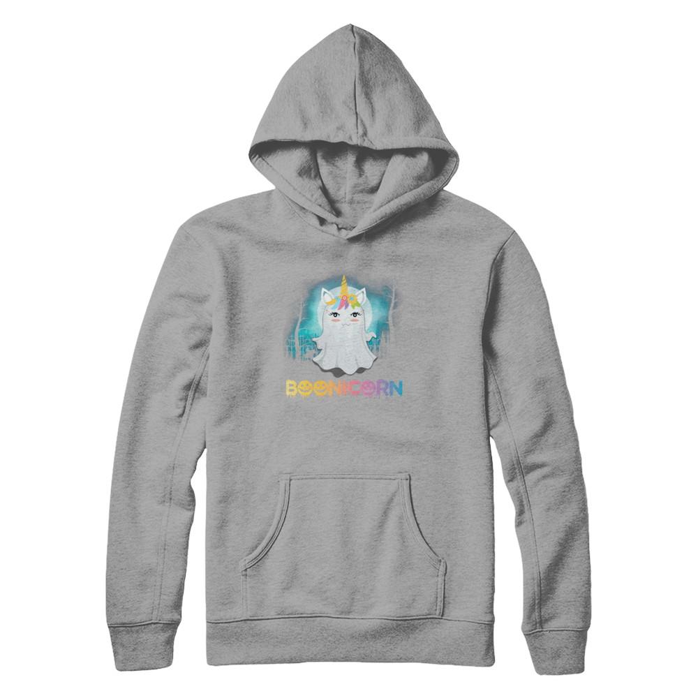 Boonicorn Ghost Unicorn Halloween Girls-T-Shirt & Tank Top-Pullover Hoodie-Light Steel
