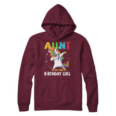 AUNT Of The Birthday Girl Dabbing Unicorn Party-T-Shirt & Hoodie-Pullover Hoodie-Maroon